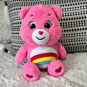 Care Bears Cheer Bear Rainbow Stuffed Animal Plush,14”, Pink
